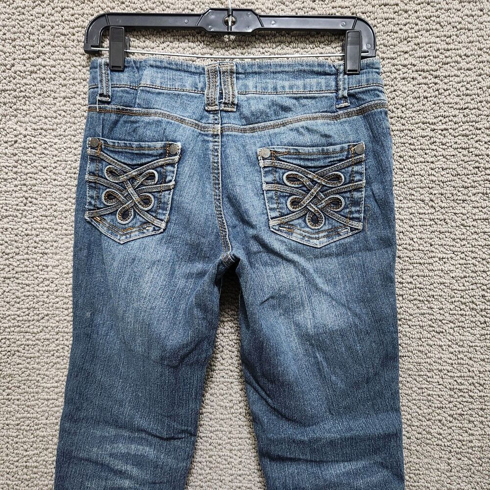 LEI Ashley Straight Women's Dark Wash Blue Denim Jeans 5 Pocket Size 7 Juniors - Picture 7 of 10